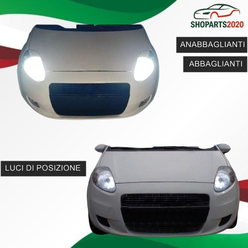 Conversione Fari Full LED 8000 Lumen 6000K LED Fiat Grande Punto 2005 al 2012