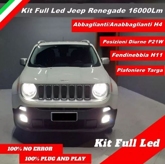 Kit Full Led Completo Anabbaglianti Abbaglianti Posizione Targa Jeep Renegade